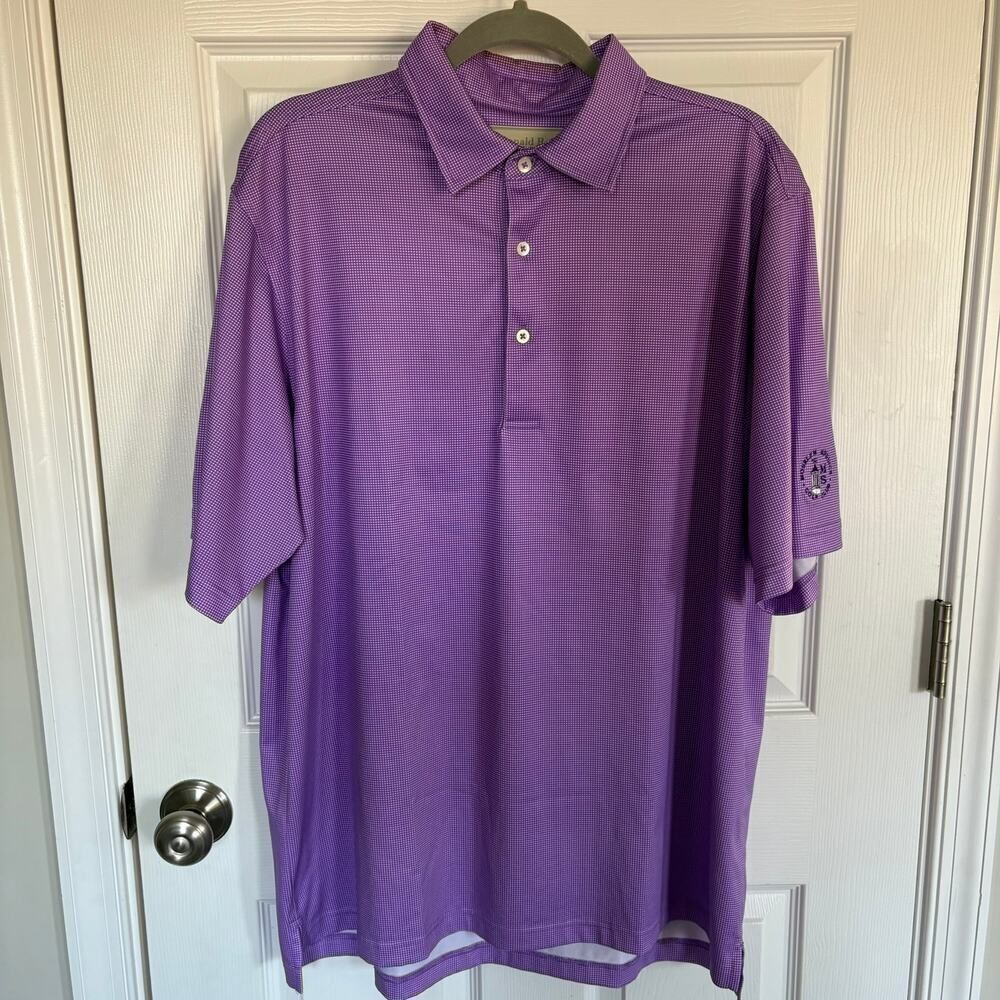 Donald Ross Moselem Springs Golf Course Allover Print Golf Polo Purple Large